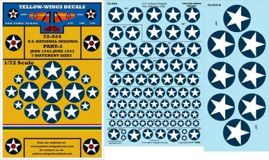 1/72 Yellow Wings Decals US National Insignia No Red Dot Part-3