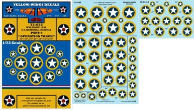 1/72 Yellow Wings Decals US National Insignia Operation Torch